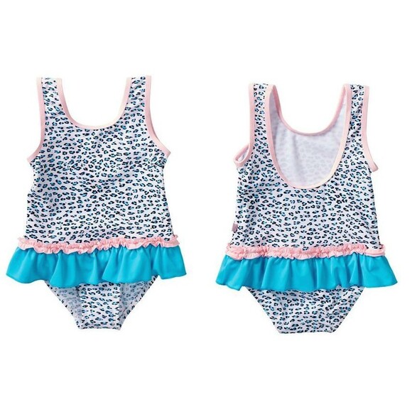 Floatimini Cheetah Print One Piece Swimsuit Little Girls NEW Tags $64 Size 5 5T - Picture 1 of 6